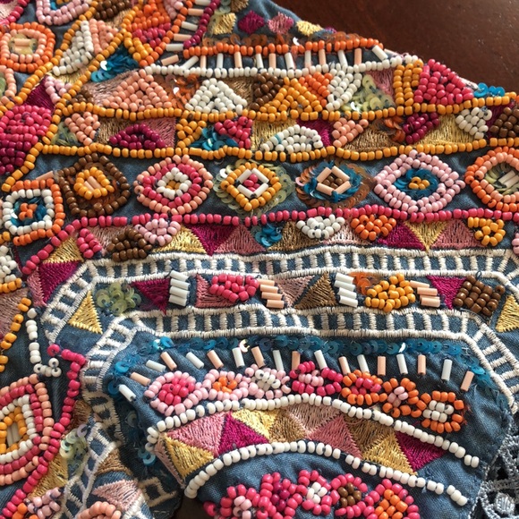 Boston Proper Gorgeous Beaded Chambray Dress 0 - Picture 11 of 16